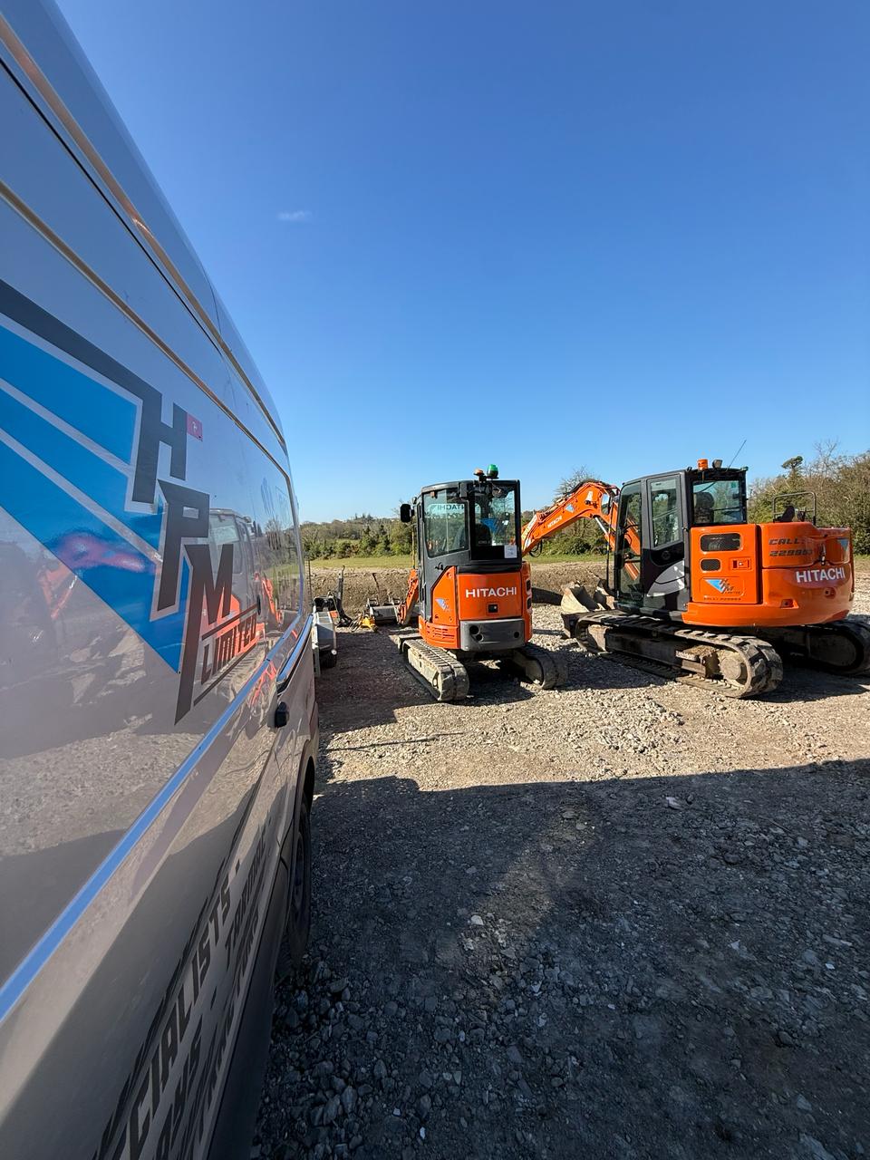 HPM transit van and two Hitachi excavators Isle of Man